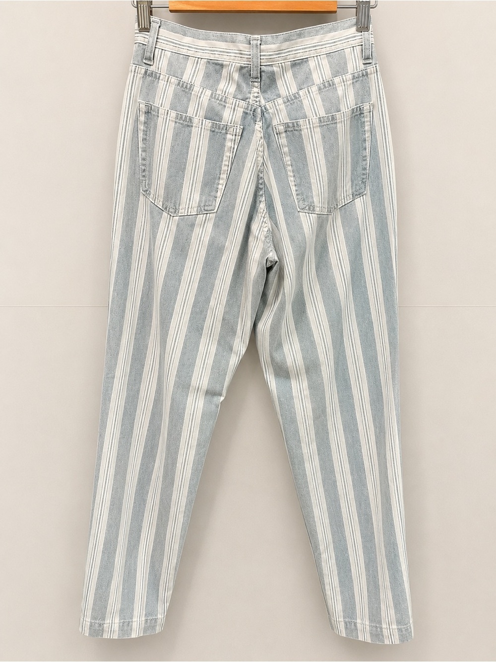 Vintage 90s GAP Green Stripe Cotton High Waist Crop Jeans Cheeky Denim Pants - 4 - Picture 4 of 14